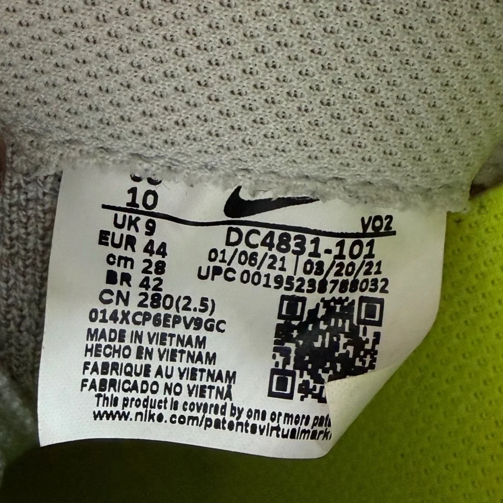 Nike Air Force 1 Crater Flyknit Sneakers Mens 10 Sail White DC4831-101 Speckled